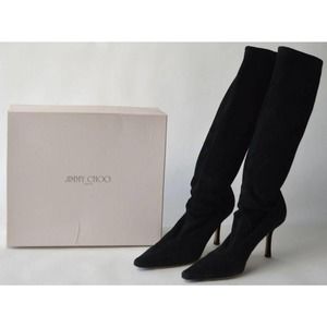 Authentic Jimmie Choo women's high heel IRIS Boots black suede sz 38